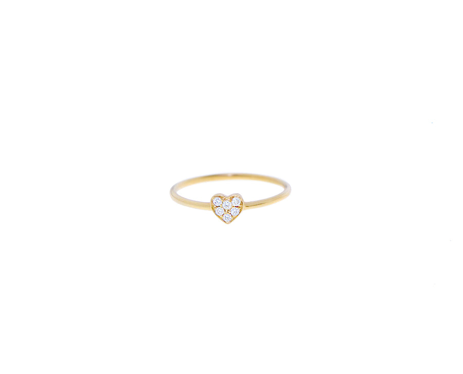 Yellow gold ring with a small diamond star or heart