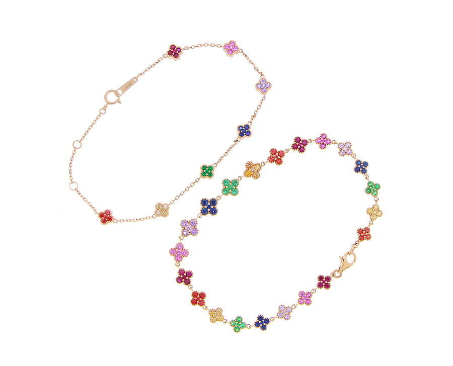 Rose gold bracelets with clovers of sapphires