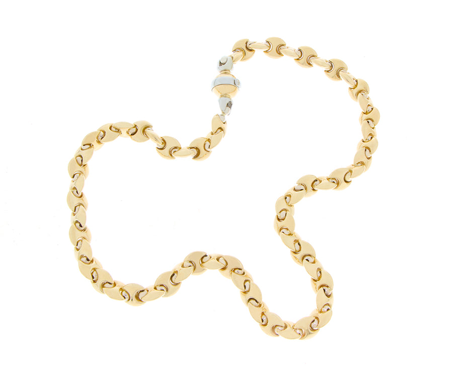 Vintage yellow and white gold chain necklace and bracelet