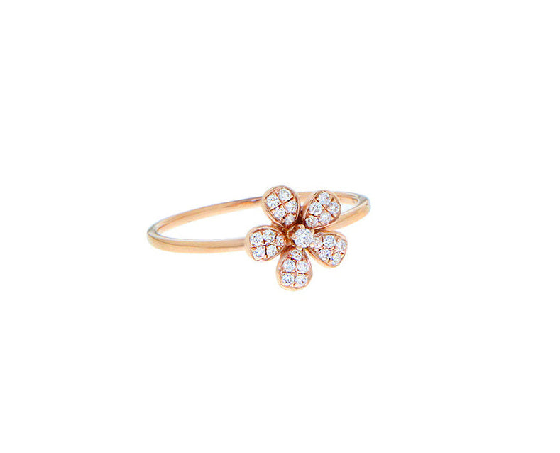 Rose or white gold diamond flower ring