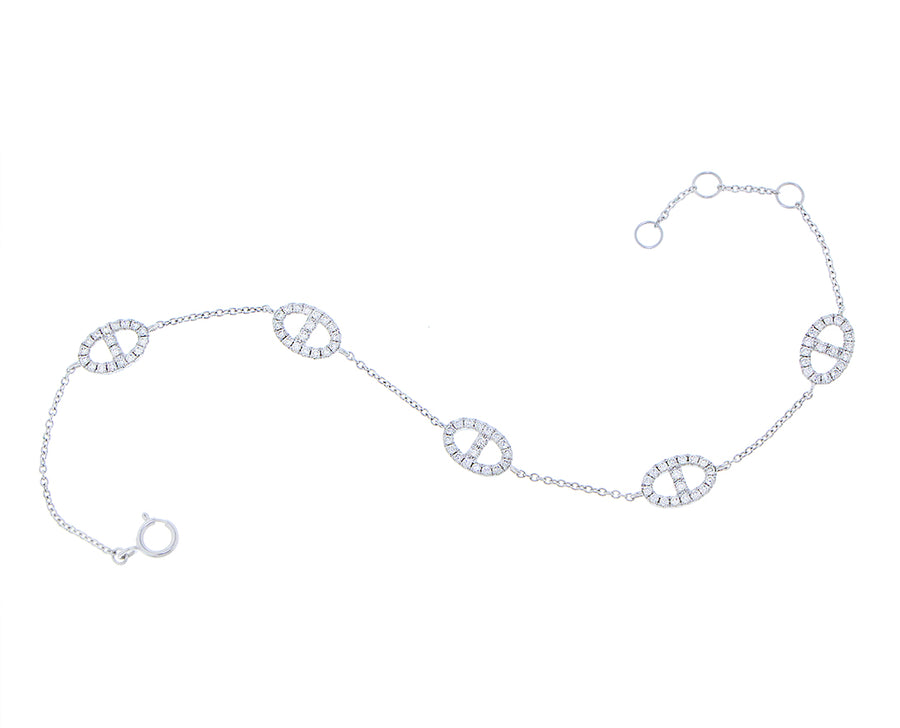 White gold and diamond link bracelet