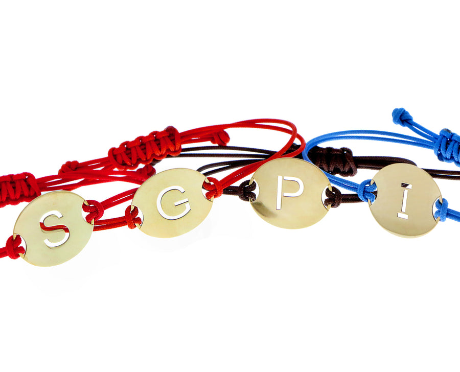 Rope bracelet with coin letter