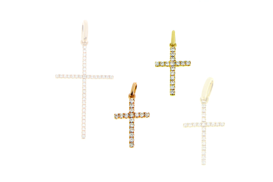 Yellow and rose gold cross pendants