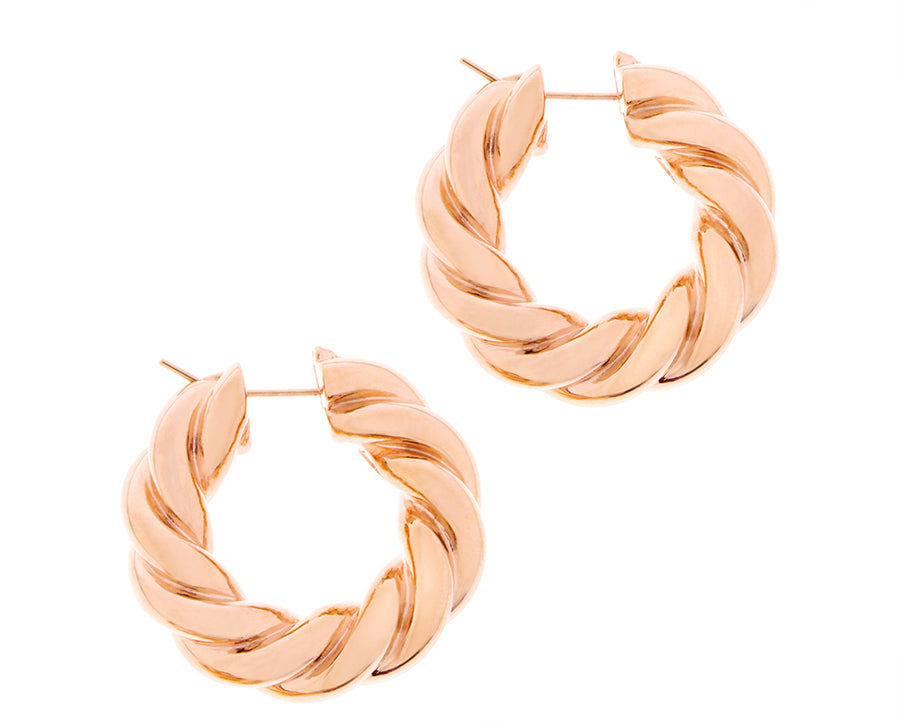 Rose gold twisted hoop earrings