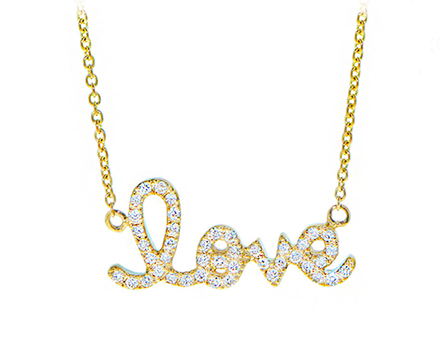 Ketting van geelgoud en diamanten met letters