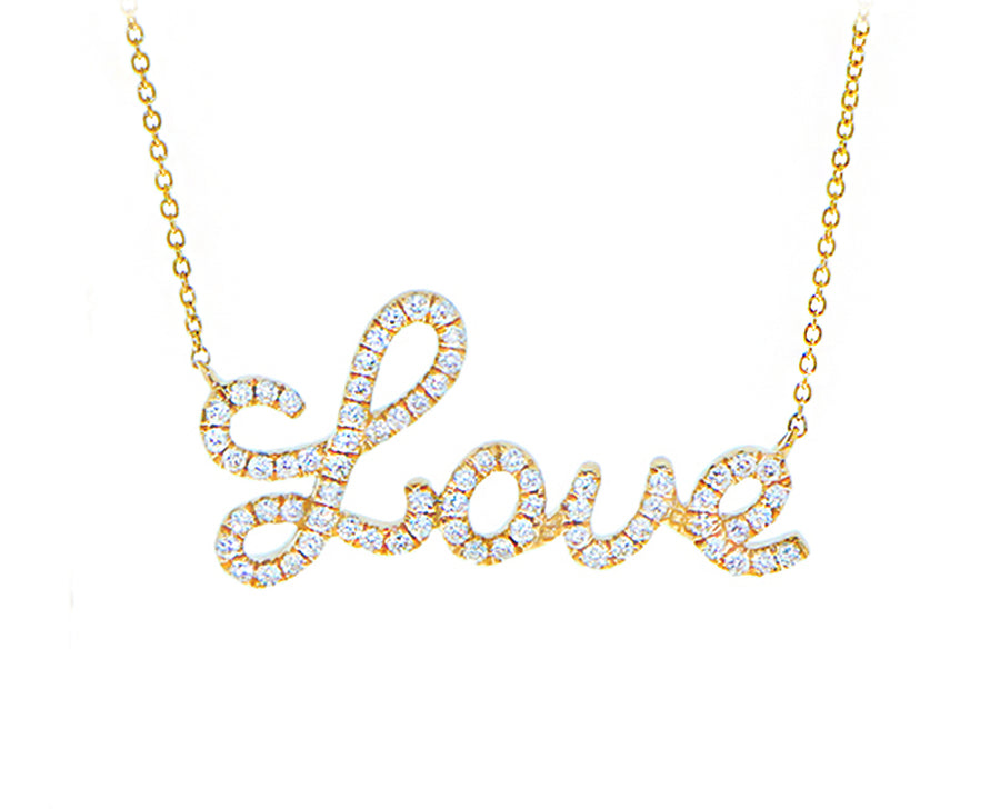 Ketting van geelgoud en diamanten met letters