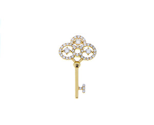 Yellow gold and diamond key pendant