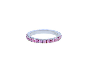 White gold ring with pink sapphires