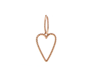 Rose gold twisted single hoop with heart pendant