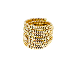 Yellow gold tubo ring seven times around