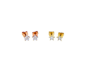 Rose or yellow gold and diamond snowflake or star studs
