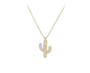 Geelgouden collier met een diamanten cactusbedel