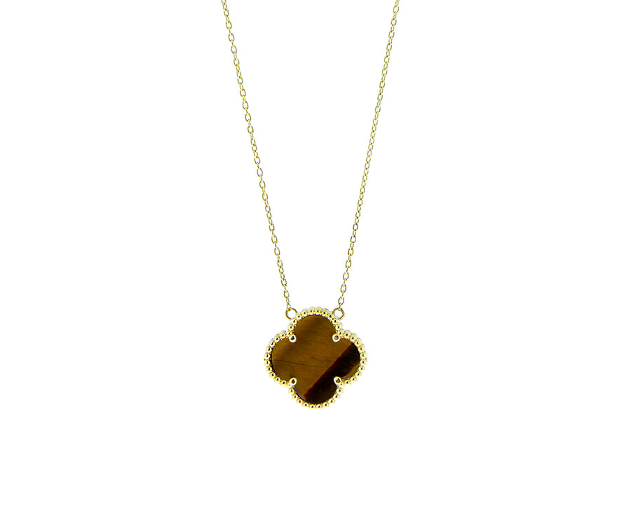 Yellow gold necklace with a clover pendant