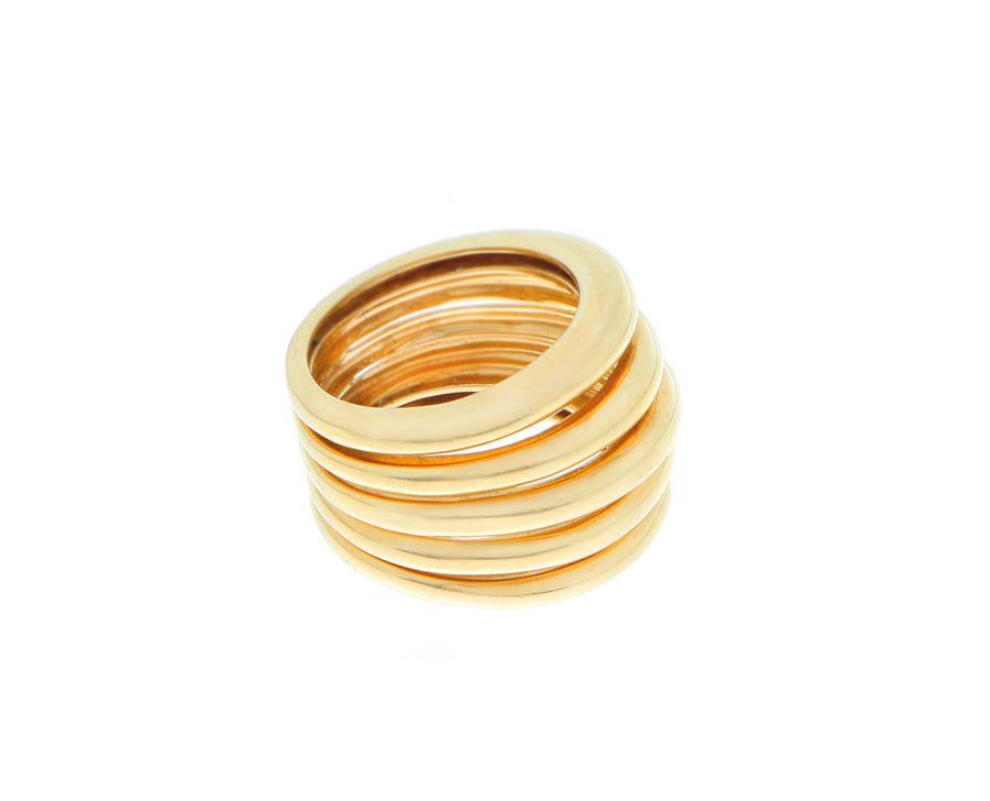 Geelgouden ring met 5 banden
