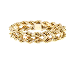 Yellow gold twisted double rope bracelet