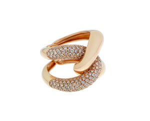 Rose gold and brown diamond Yin & Yang ring