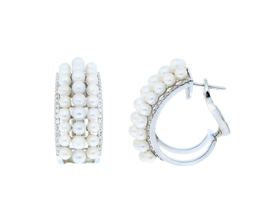 White gold and diamond pearl earrings