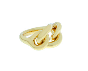 18K yellow gold ring with chain