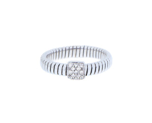 White or rose gold tubo ring with diamonds