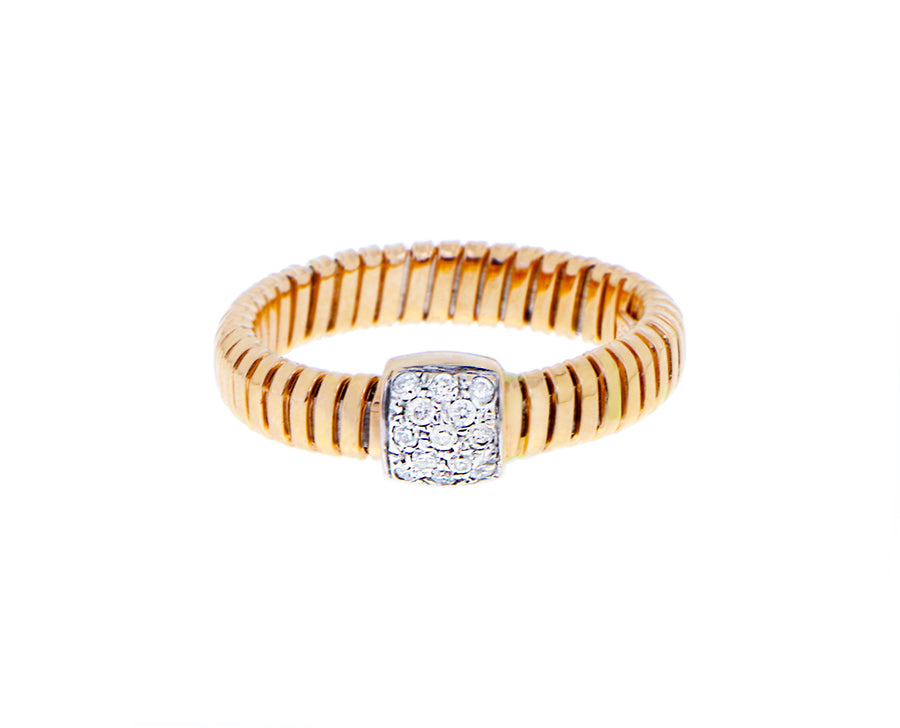 White or rose gold tubo ring with diamonds
