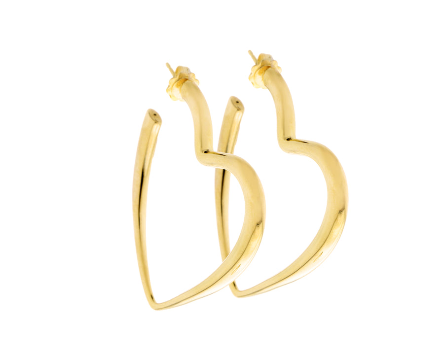 Rose or yellow gold large heart earrings