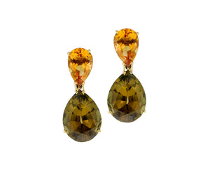 Citrine earrings with zircon