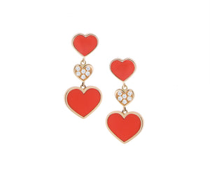 Rose gold and diamond heart earrings
