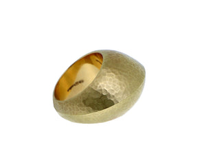 Yellow gold hammered ring