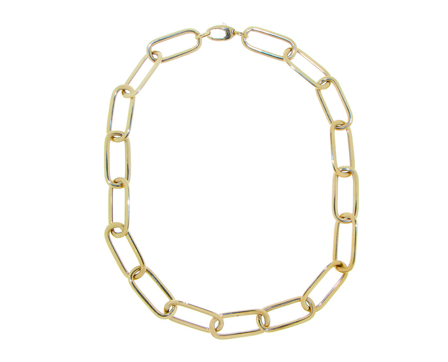 Yellow gold round closed-forever necklace