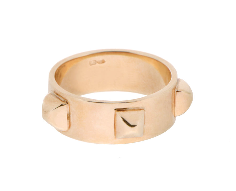 White and rose gold rings with studs