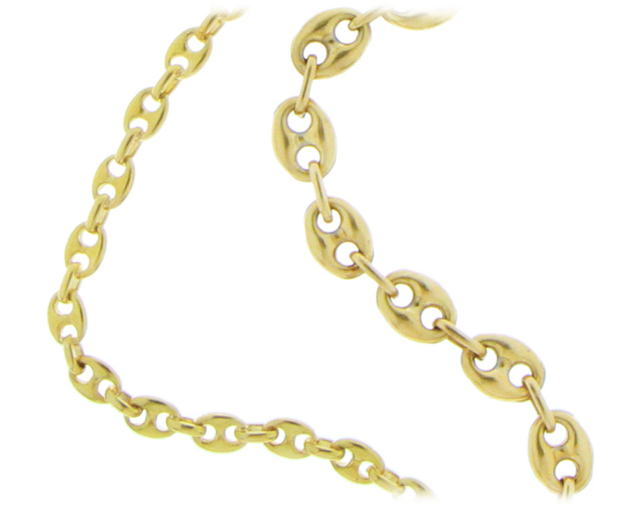 Vintage yellow gold coffeebean link necklaces