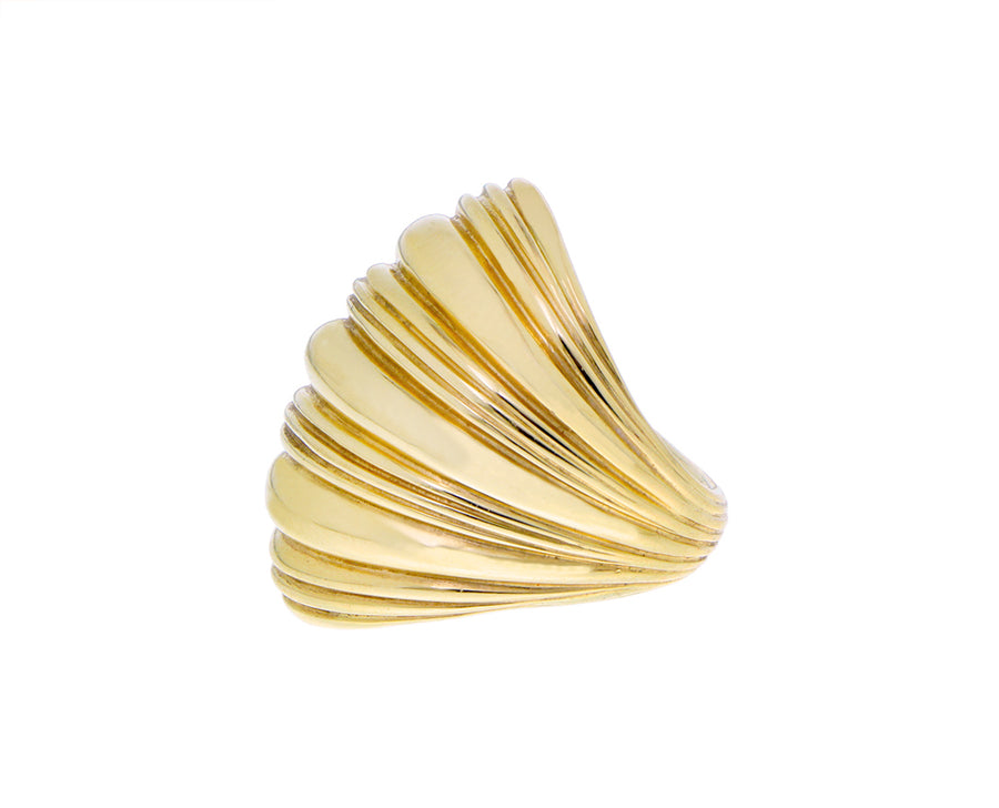 Geelgouden brede geribde ring