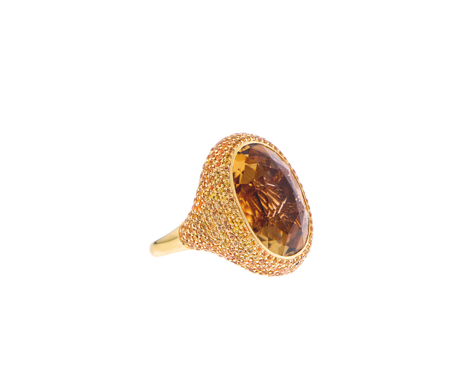 Yellow gold ring with tourmaline and yellow sapphire