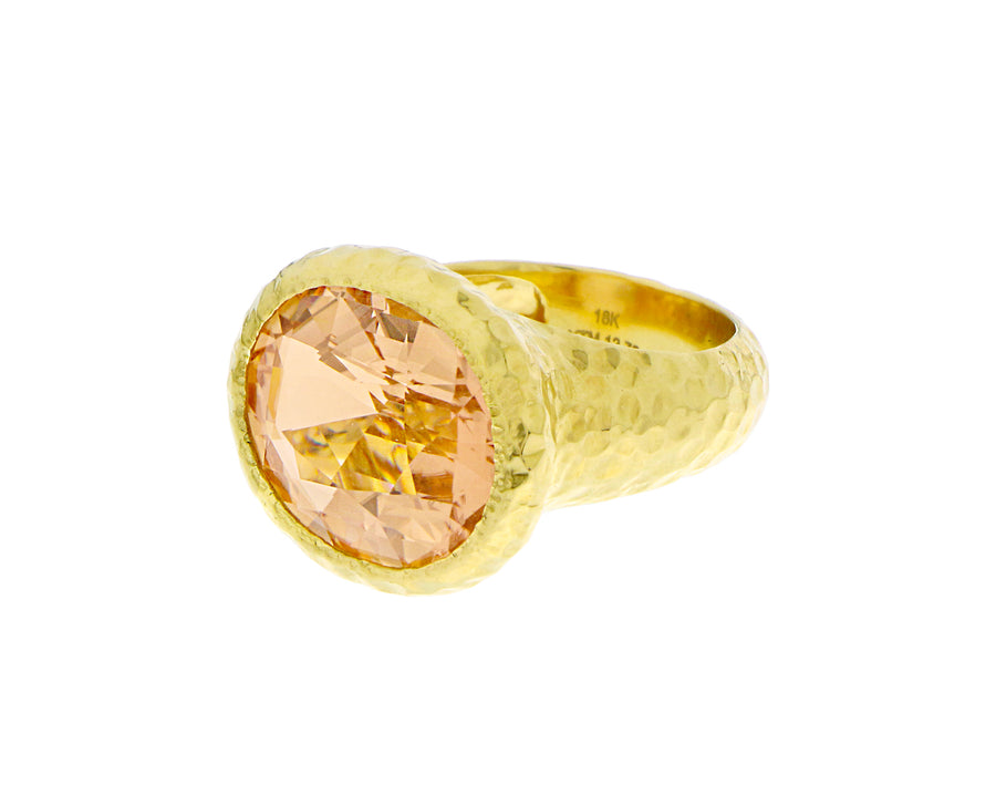 Yellow gold rings with peridot and tourmaline