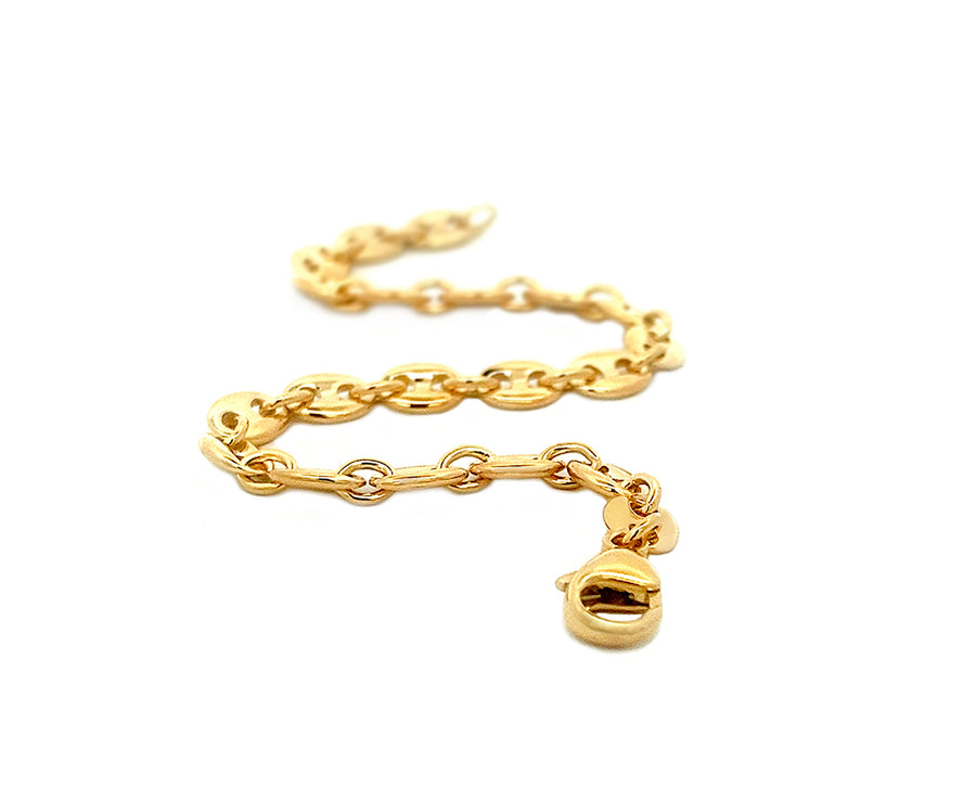 Yellow gold coffee bean link bracelet