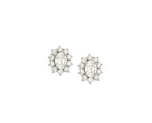 White gold and oval cut diamond studs