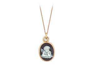 Rose gold and cameo angel pendant