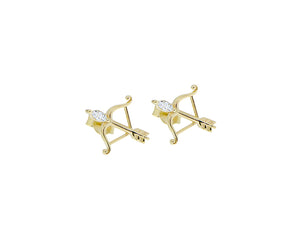 Yellow gold and diamond arrow studs