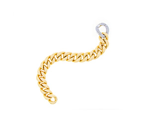 Yellow gold chain bracelet with a white gold and diamond closure