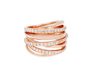 Rose gold ring with diamonds