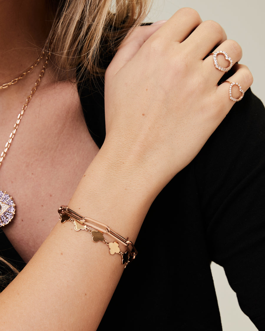 Geel- of roségouden klaverarmband