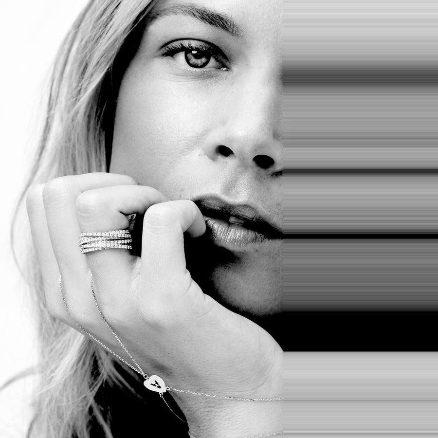 Yellow gold hand bracelets with diamonds or a diamond and sapphire nazar eye