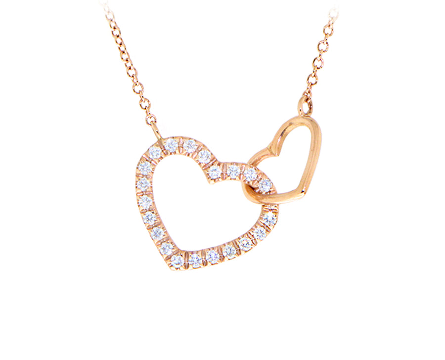 Rose gold and diamond hearts necklace