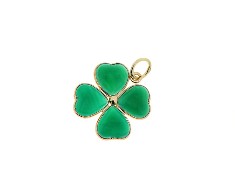 Yellow gold and agate lucky clover pendants