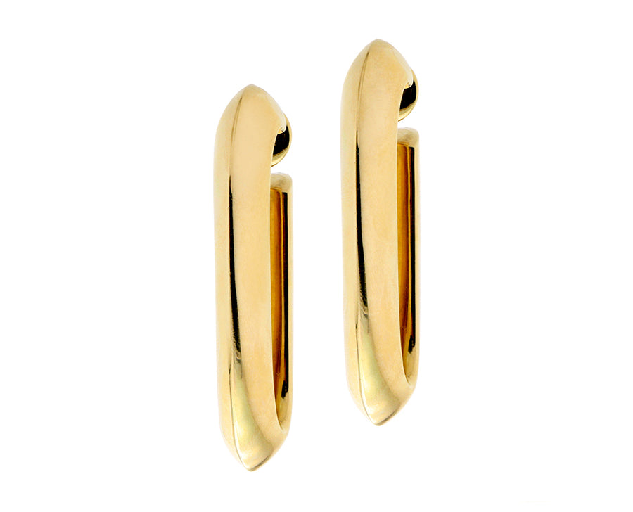 Yellow gold rectangular hoops