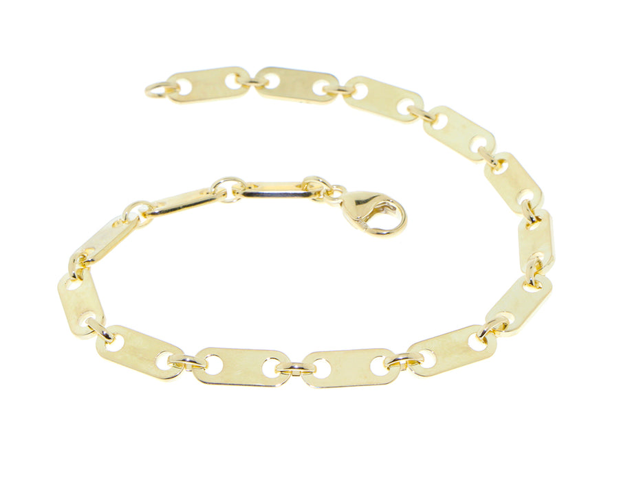 Yellow gold rectangular link bracelet
