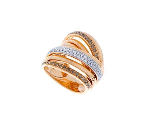 Rose gold ring with diamonds and brown diamonds
