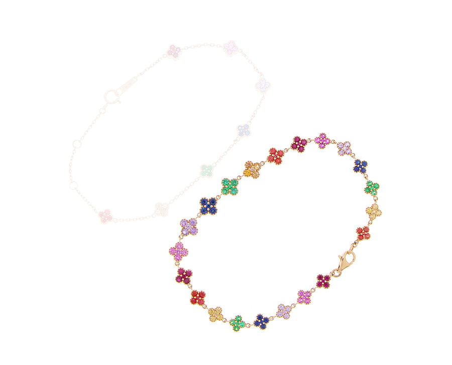 Rose gold bracelets with clovers of sapphires