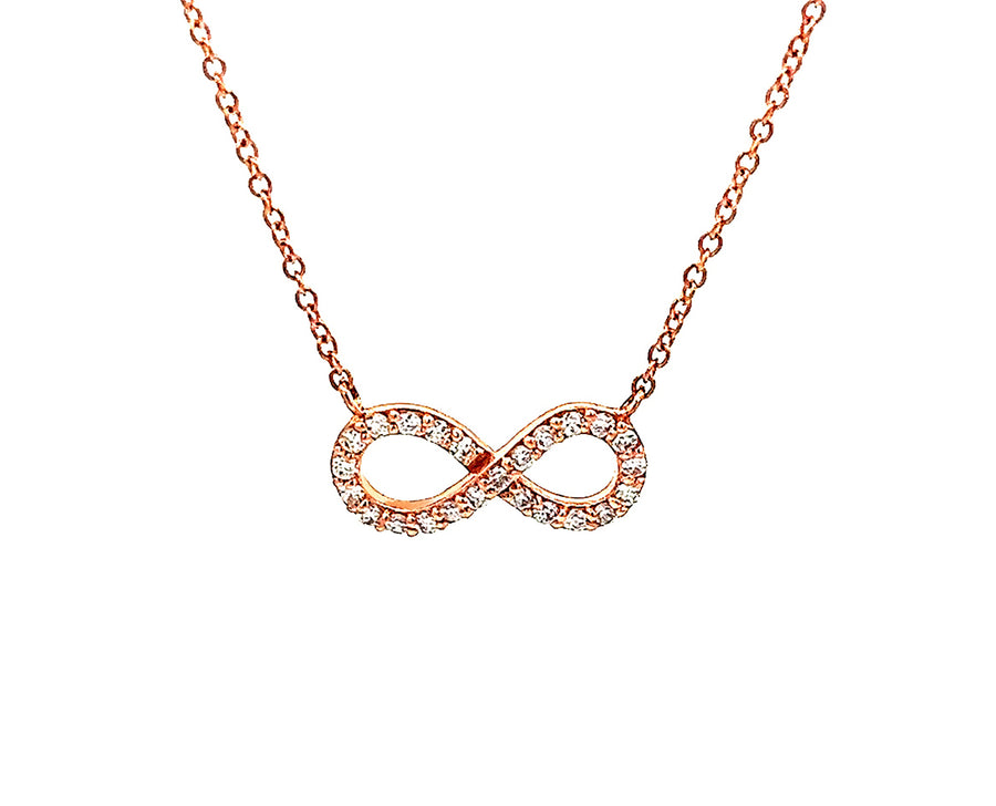 Rose gold necklace with a diamond infinity charm