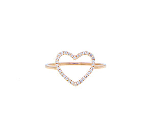 Rose gold and diamond rings with a big or small heart